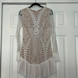 Hello Molly White and Cream Patterned Dress